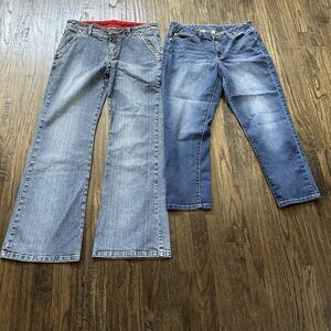 Ruff Hewn Jennfier Lopez Jeans Women Blue 8 Boot Cut Capri 30-31" Waist Stretch